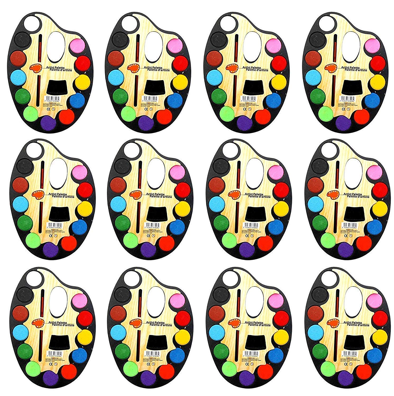 KIVYA Kid's Party in Bulk Watercolor Set with Paint Brush (Multicolour) - Pack of 12