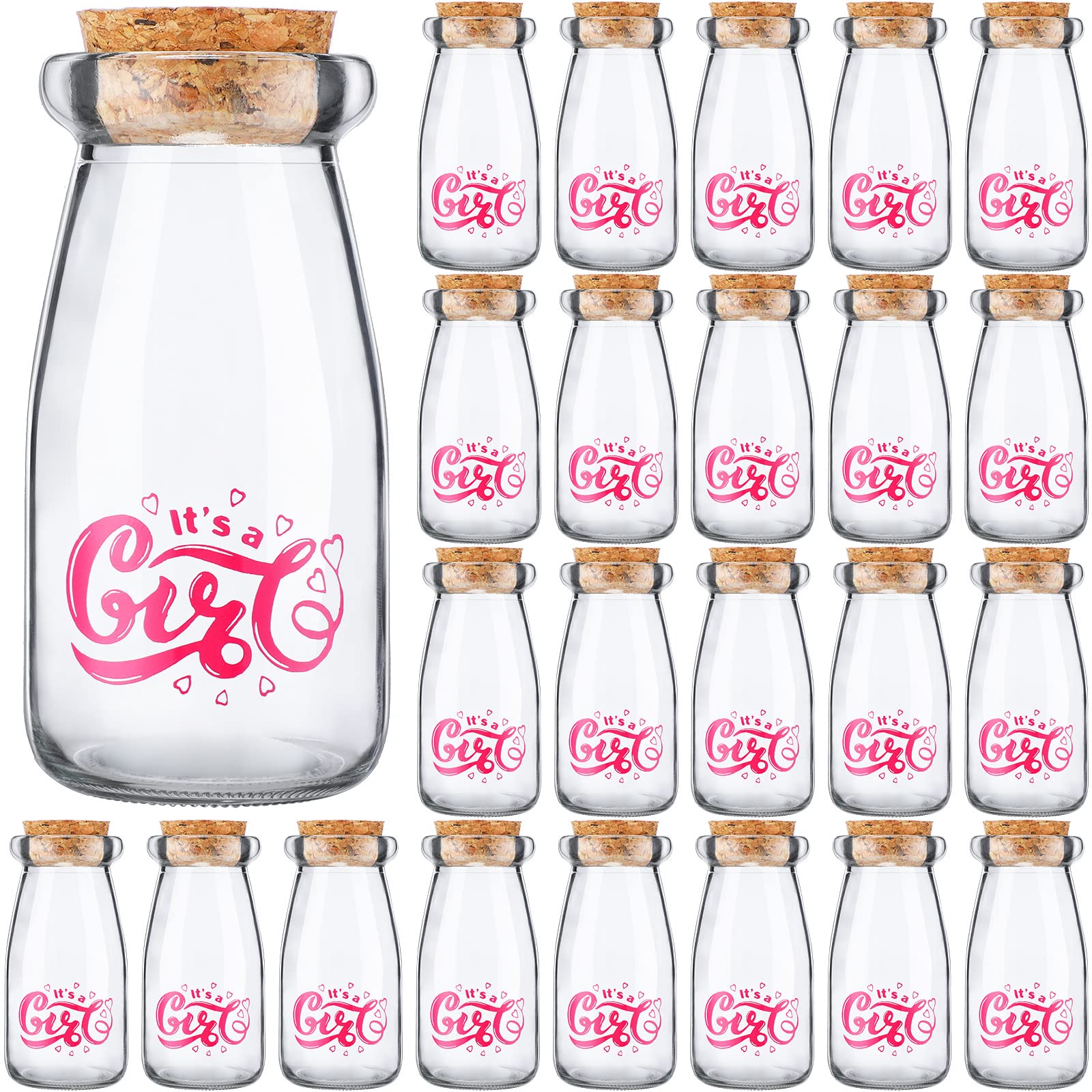 Buy 24 Pieces Pink Milk Jar 100 ml It's a Girl Baby Shower Bottles