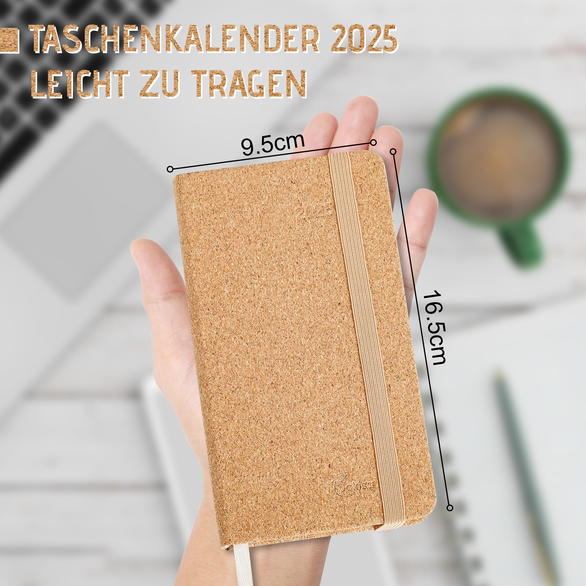 Jokisa Agenda Settimanale 2025 Tascabile, Agenda 2025 Piccola 1 Settimana 2 Pagine, Planner 2025 con Chiusura a Elastico e Segnalibro, circa A6 (16,5 x 9,5 cm), Gen.2025-Dic.2025