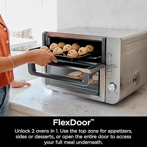 Miniatura 4 de Ninja Horno de encimera doble XL y freidora de aire, 12 en 1, Flexdoor, FlavorSeal, SMART FINISH con tecnología DualZone, horno de encimera,