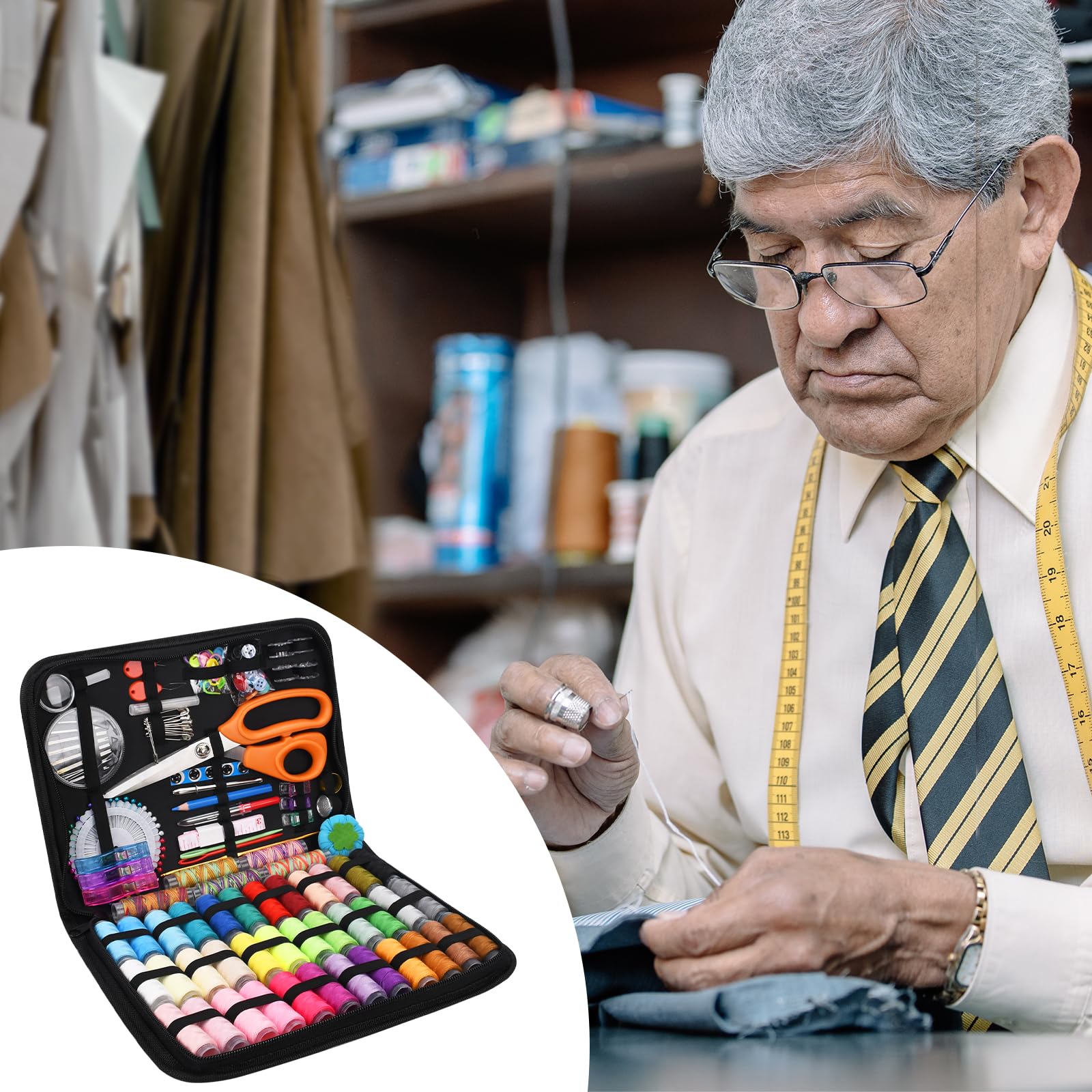 Set Cucito 206 Pezzi | Con Valigetta In PU | Forbici, Aghi, Filo, Bottoni | Per Principianti E Viaggi - Foto 12