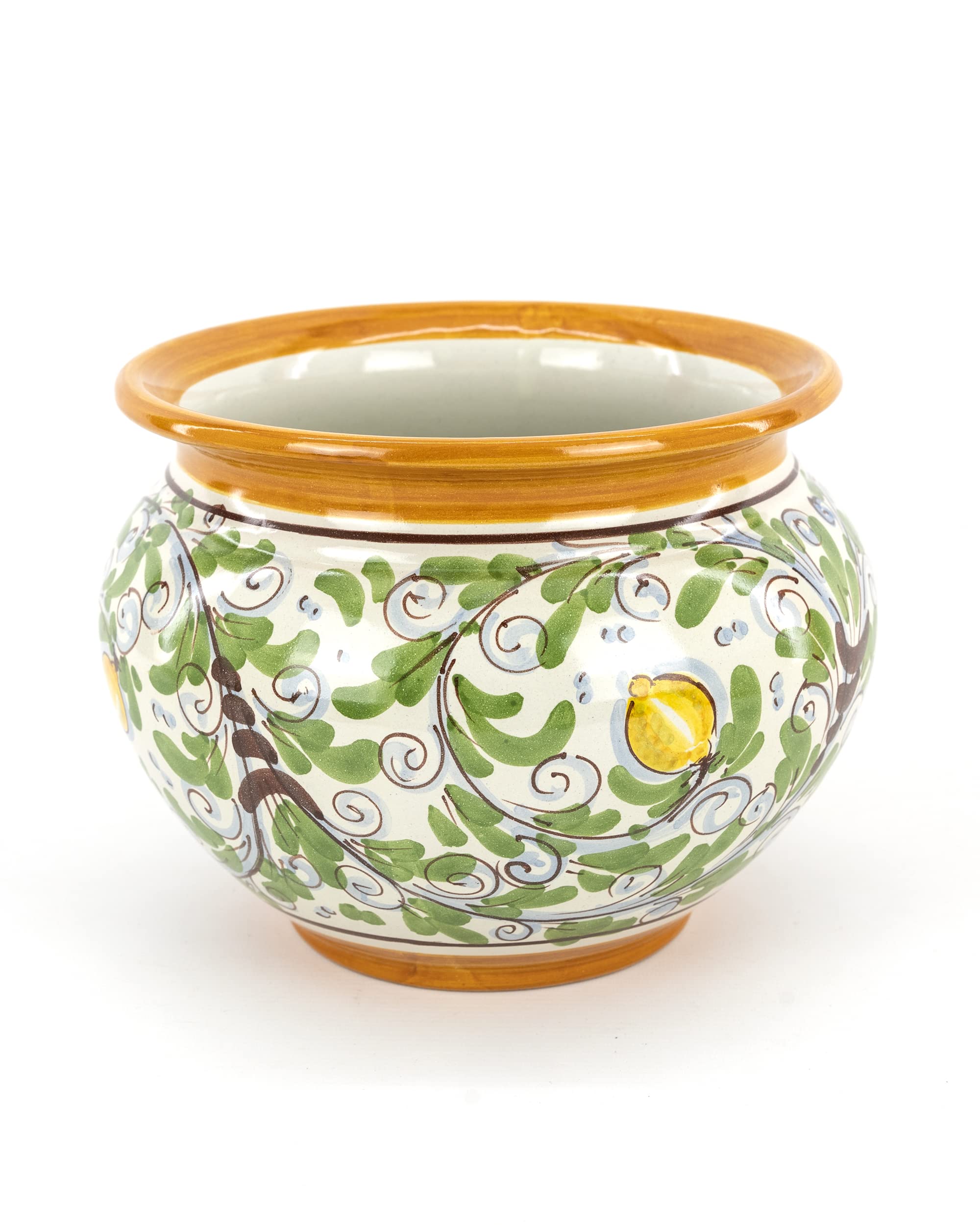 CEAR ceramiche - Übertopf aus Keramik von Caltagirone, handdekoriert mit den klassischen Motiven der sizilianischen Tradition