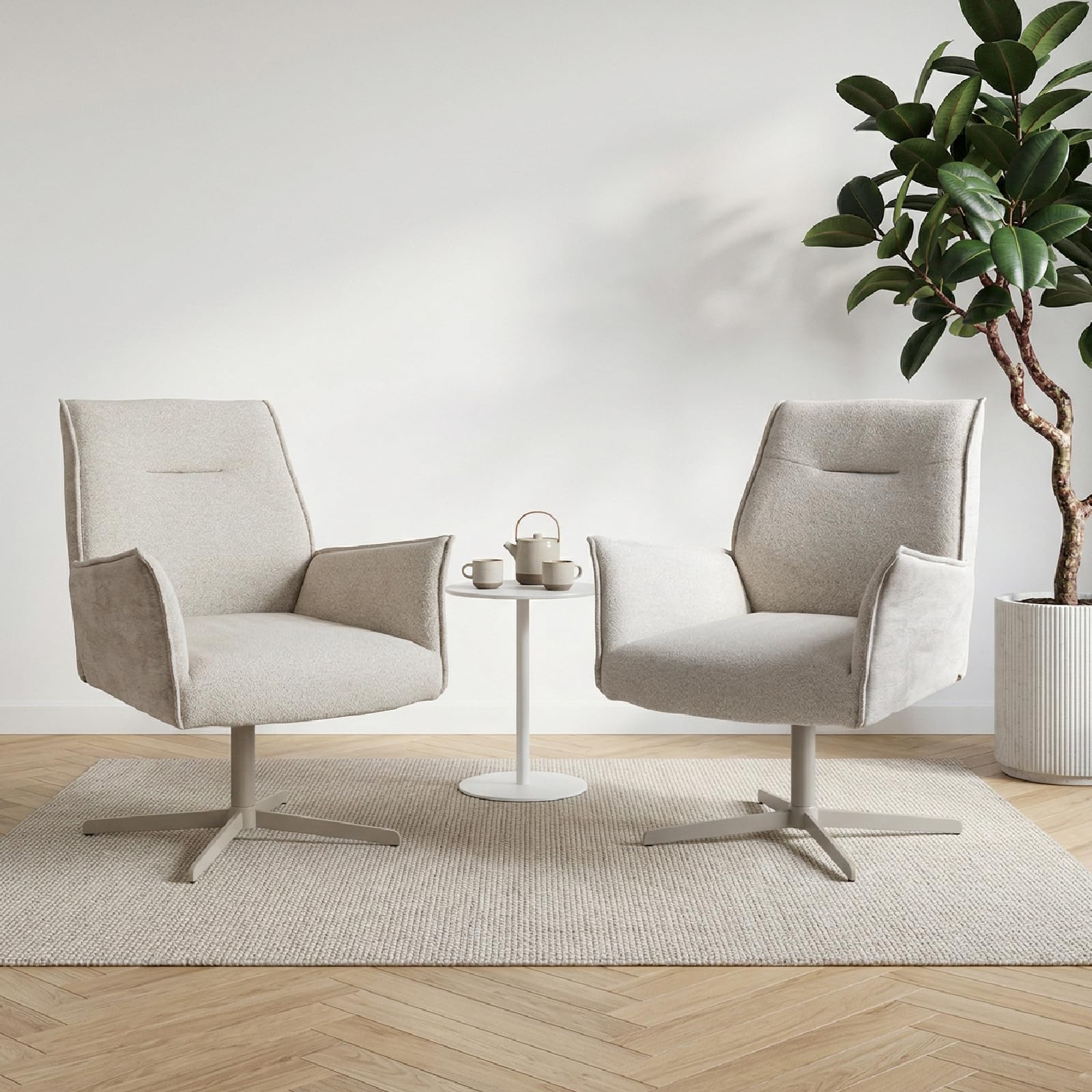 JIEXI Fotel obrotowy, gruba poduszka, fotel akcentowy, krzesła obrotowe 360° do salonu, wysokie oparcie, metalowa podstawa w kształcie litery X, krzesło do sypialni do salonu, sypialni, gabinetu