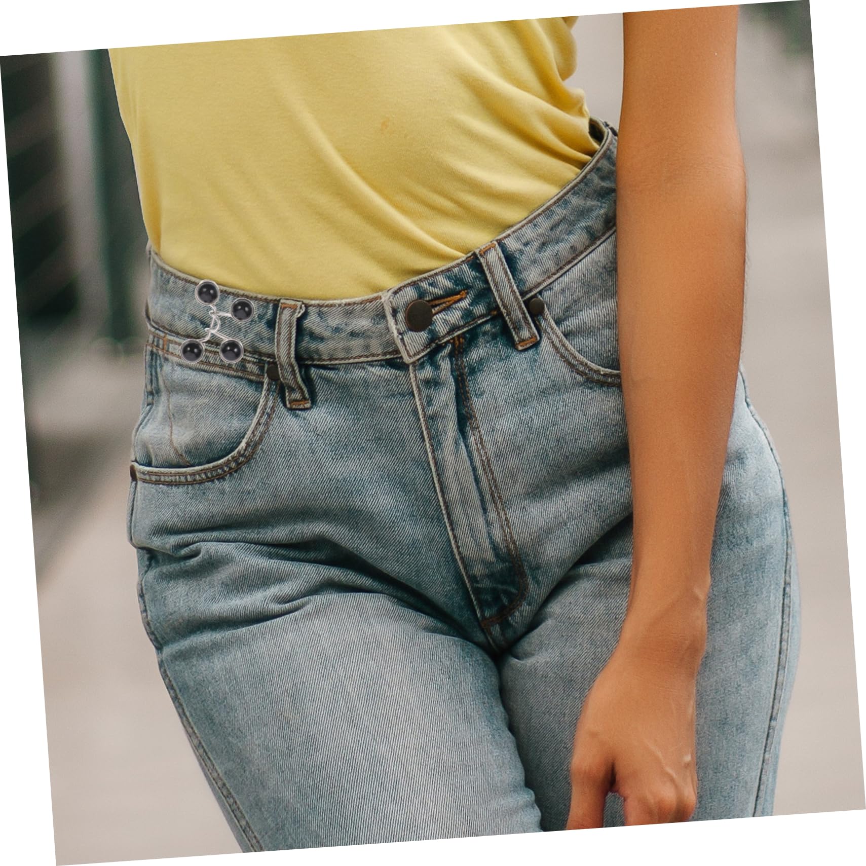 Tofficu 16 Pz bottone in vita fibbia jeans senza chiodi fibbia di regolazione della vita bottoni rimovibili bottoni jeans regolabili fornitura di in lega creativi Black