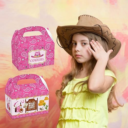 Miniatura 4 de Grehge Paquete de 12 cajas de regalo de vaquera occidental, cajas de dulces para fiesta del salvaje oeste para cumpleaños, baby shower