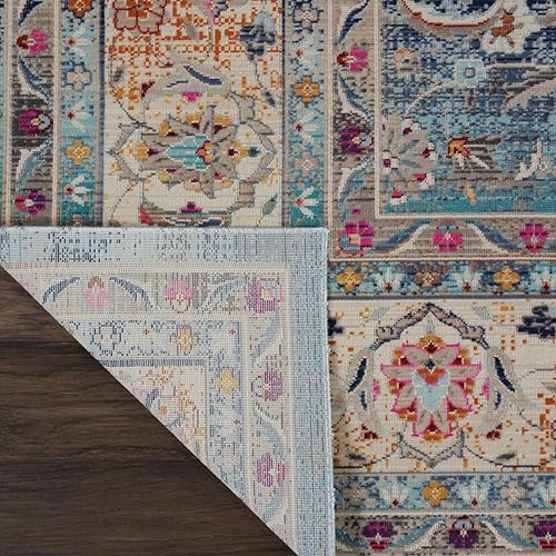 Miniatura 3 de Nourison Vintage Kashan - Alfombra tradicional azul de 7 pies 10 pulgadas x 9 pies 10 pulgadas, fácil de limpiar, no se desprende, para dormitorio,