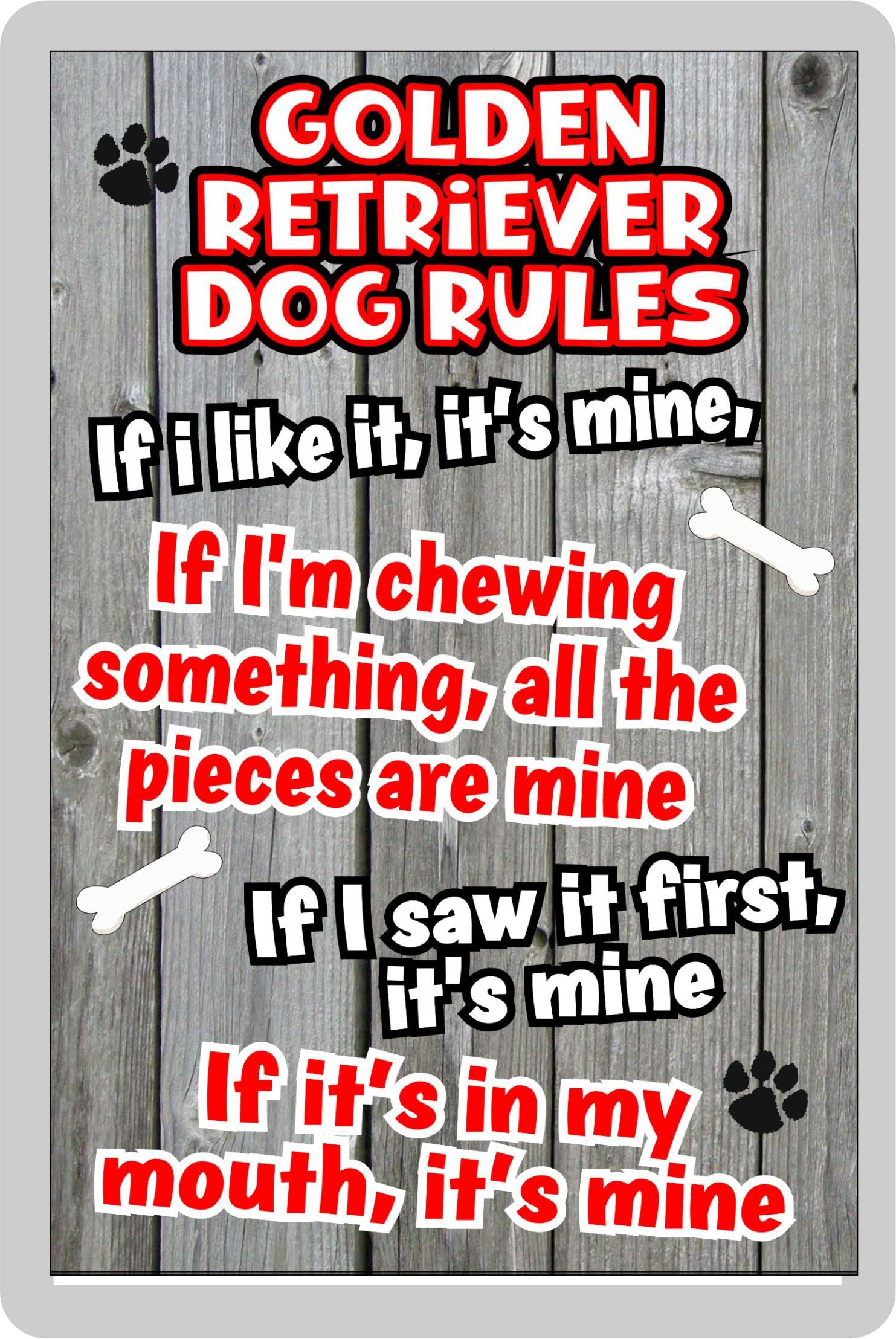 Golden Retriever Fridge Magnet Gift - Dog Rules - If I Like It It's Mine - Cute Animal Novelty Pet Birthday Gift