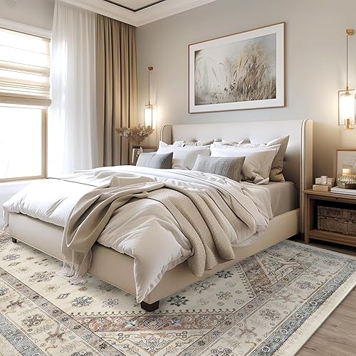 Miniatura 7 de Alfombra de 6 x 9, resistente a las manchas, lavable con parte trasera antideslizante, vintage grande para dormitorio grande, alfombra plegable