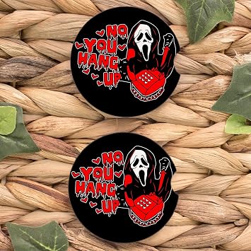 2 PCS Funny Black Ghost Car Cup Holder Coaster - Cute Ceramic Cup Holder for Valentines Day, Halloween - Horror Skull Automotive Spooky Accessories