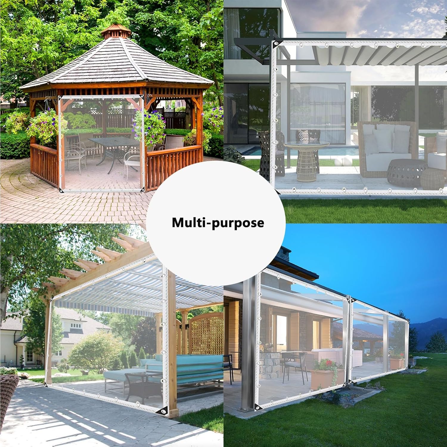 Waterproof Transparent Tarpaulin 0.35mm Outdoor Plastic Poly Tarp, Reinforced Edges, Aterproof Tarpaulin for Both Indoor and Outdoor Use(3x1m)