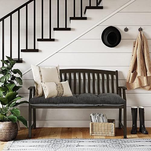 Miniatura 7 de baibu Cojín de banco clásico de color sólido de 40 pulgadas con lazos, súper suave, para interiores y exteriores, cojín de espuma de tamaño estándar