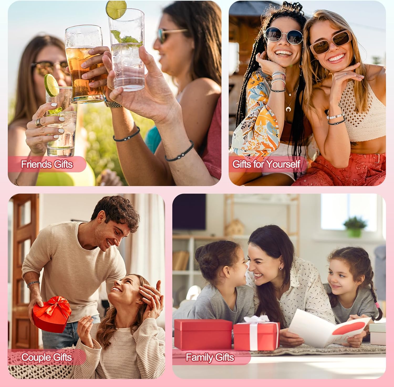 PATIKIL Initial Bracelet, Adjustable Alphabet Letter A Heart Braided Black Rope Bracelet Matching Couple for Women Personalized Gifts Friendship - Image 5