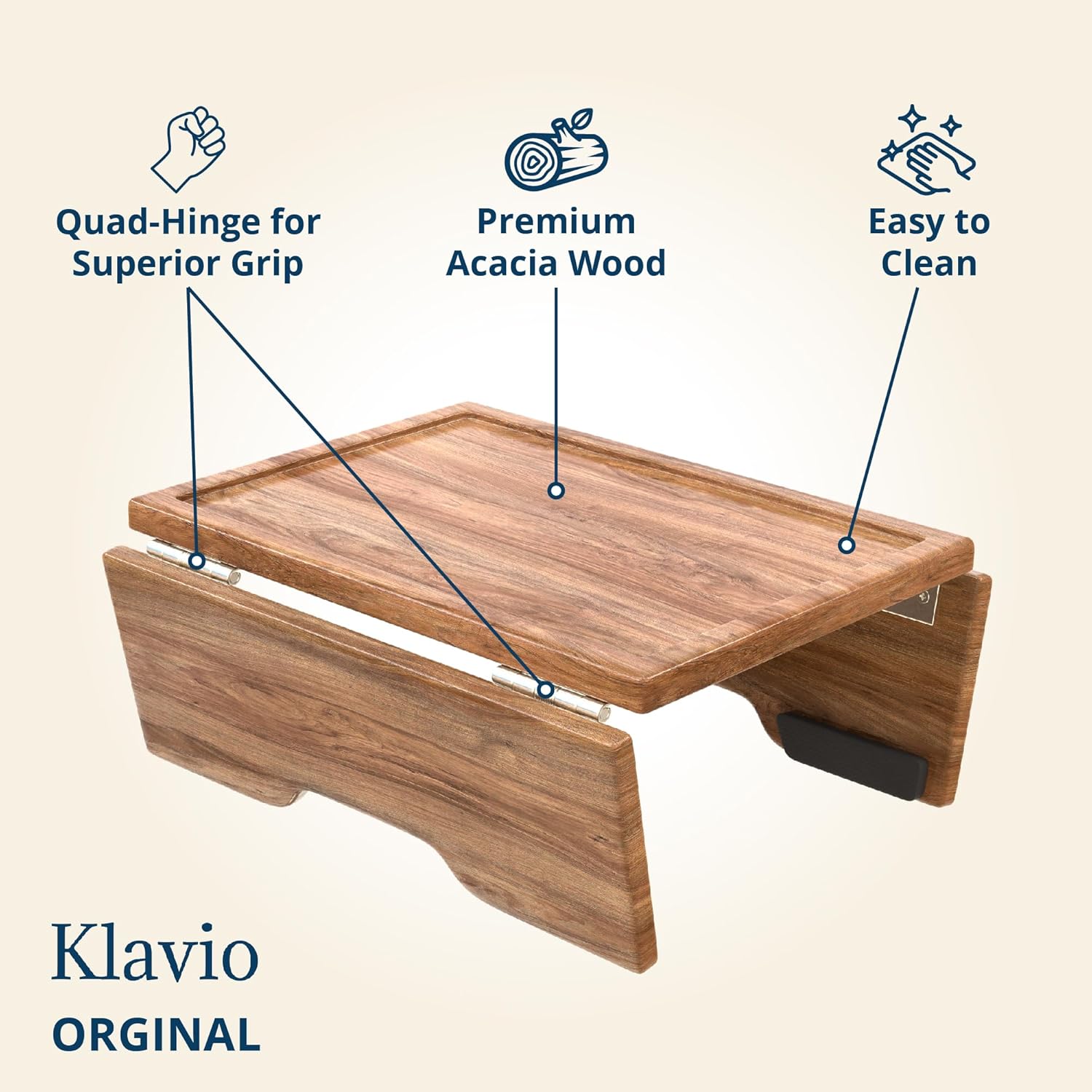 Sofa Armrest Tray – Acacia | Couch Arm Table - Clip-On Couch Desk Sofa Arm Tray - Dark Honey