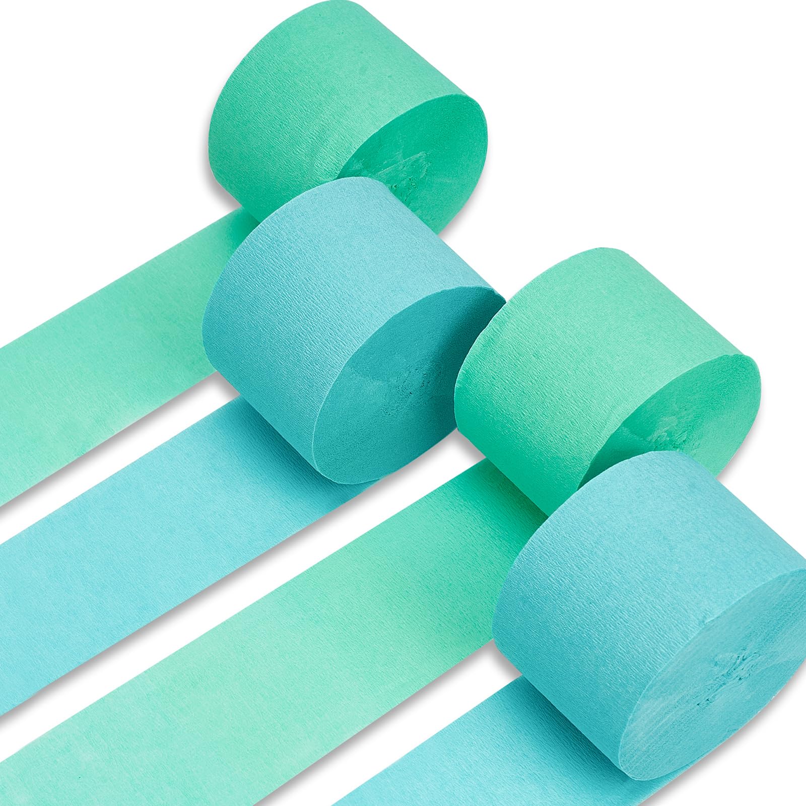PartyWoo Mint Green Crepe Paper Streamers 4pcs 328ft Pack of Light Pastel Peppermint Green Turquoise Teal Crepe Paper Streamers for Baby Shower