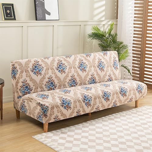 Vista 95 de MIFXIN Funda de sofá sin brazos, funda elástica plegable para sofá cama, sin reposabrazos, protector de muebles de elastano impreso lavable, sin