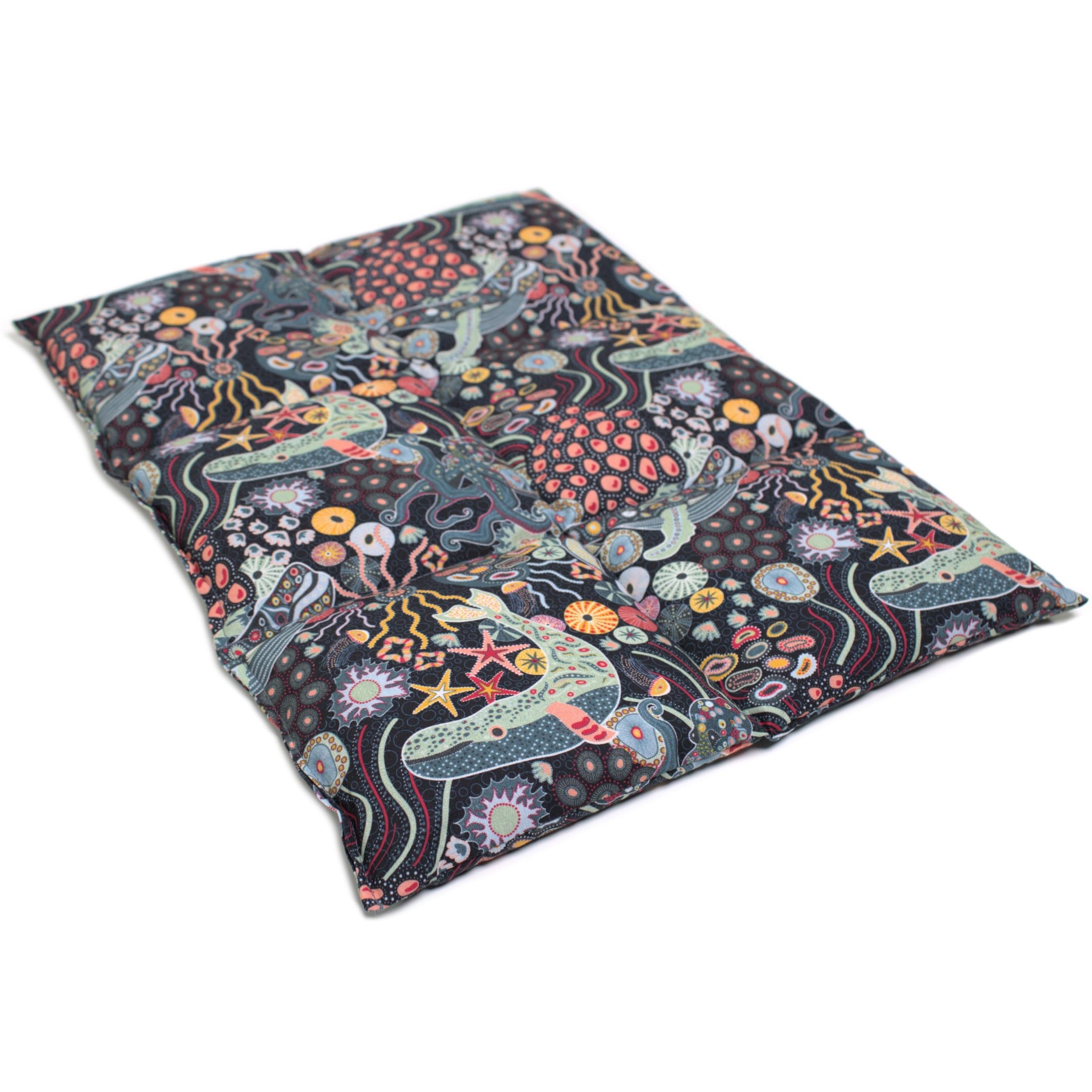 Cuscino termico 40x30 6 compartimenti - Semi di lino - Sotto l´oceano - cotone organico - Per la schiena, lo stomaco e molto altro - Terapia caldo e freddo
