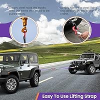 Vista 6 de 2 correas de elevación con ganchos, 3.3 pies, capacidad de 4409 libras, eslinga de poliéster para bridas, correa resistente de dos patas