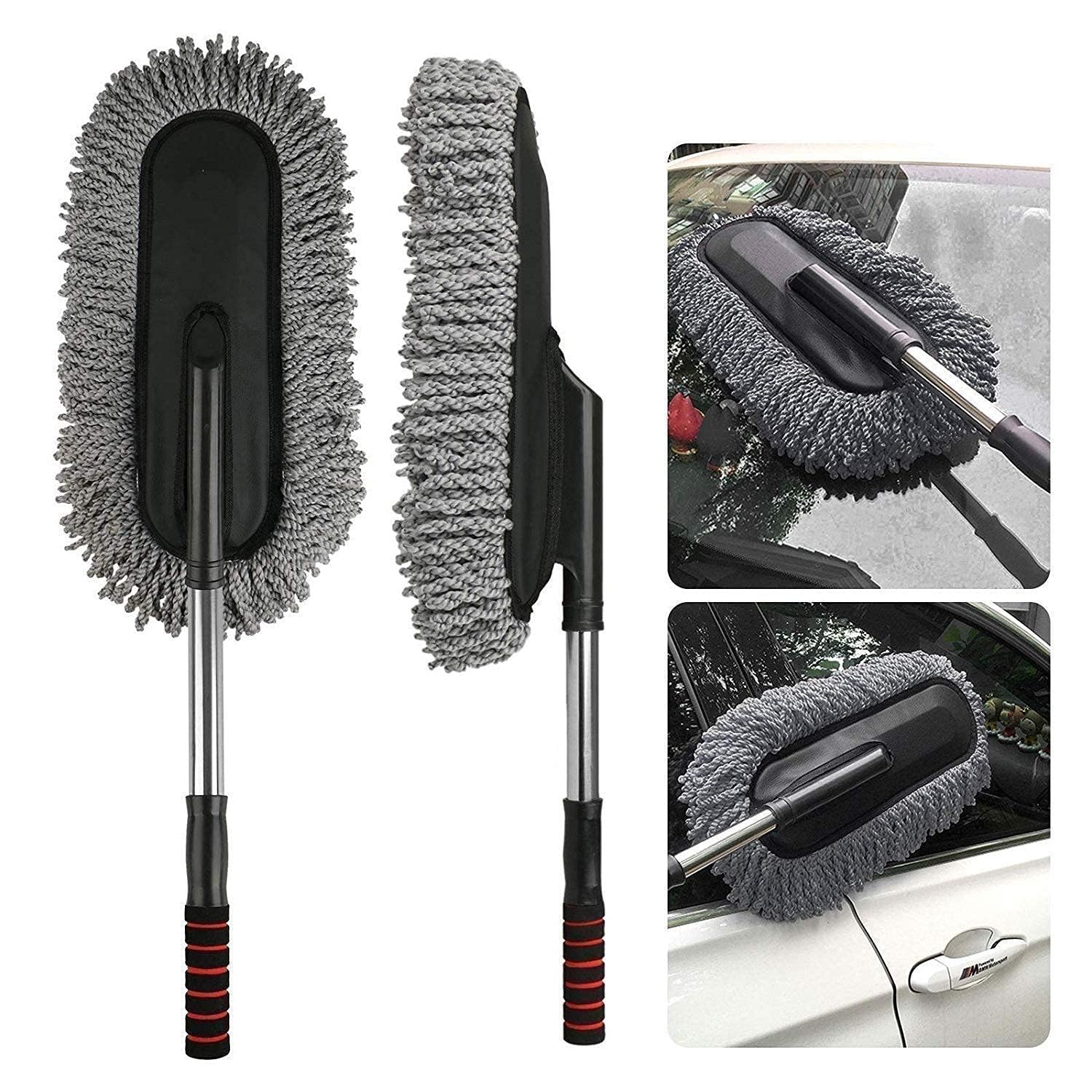 RECLUSE Soft Microfiber Car Duster with Extendable Handle Wet & Dry Scratch Free Surface Cleaner Multipurpose Kitchen Accessory for Truck, SUV, Vehicles Cleaning and Home Cleaning-image-35