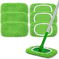 Vista 10 de Almohadillas de microfibra reutilizables para trapeador Compatibles con Swiffer Sweeper - Paquete de 4 paños de barrido en seco y paños de trapeo