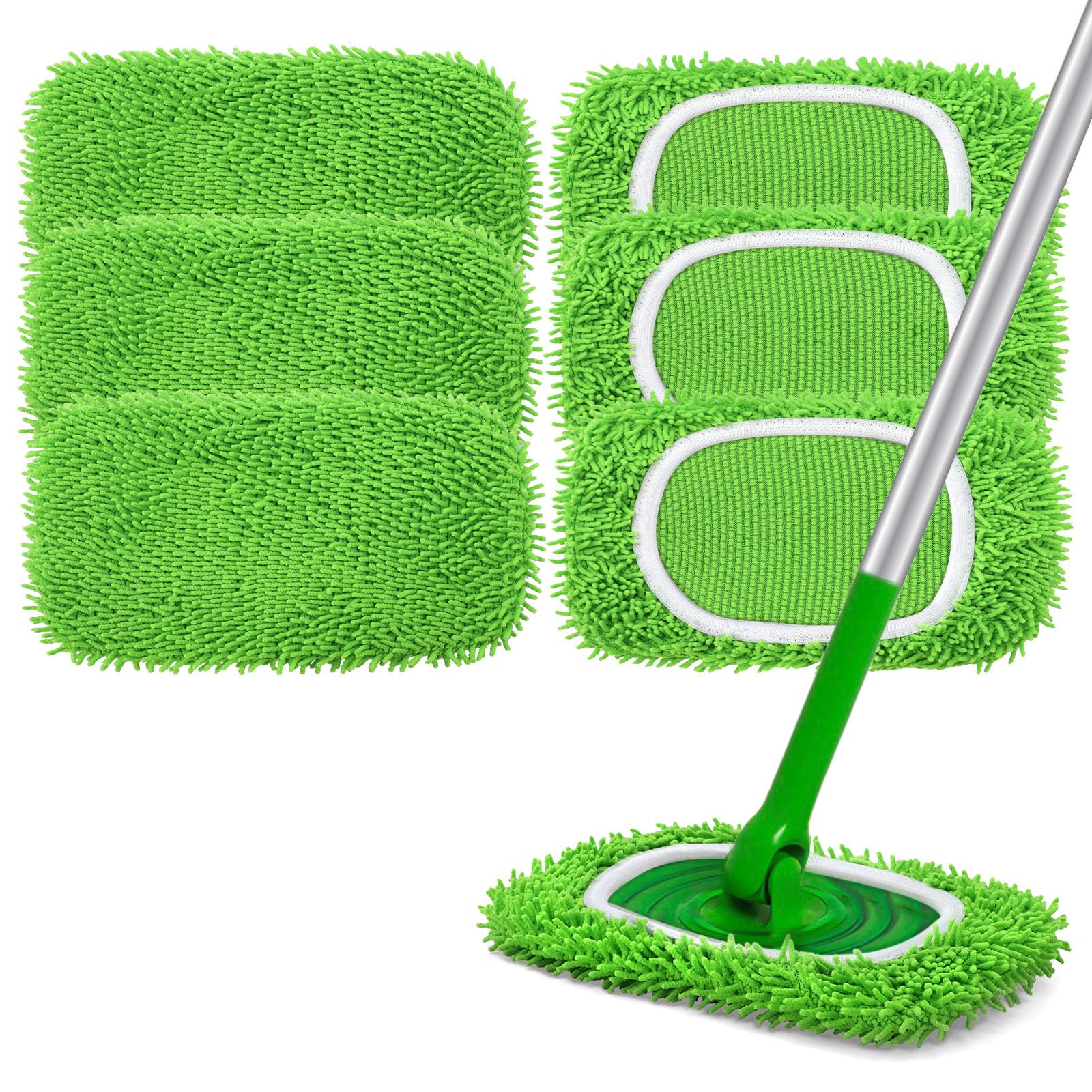 Recambio de almohadillas húmedas reutilizables compatibles con la fregona Swiffer Sweeper - Paños de barrido en seco y paños húmedos para limpieza del hogar - Almohadillas de microfibra