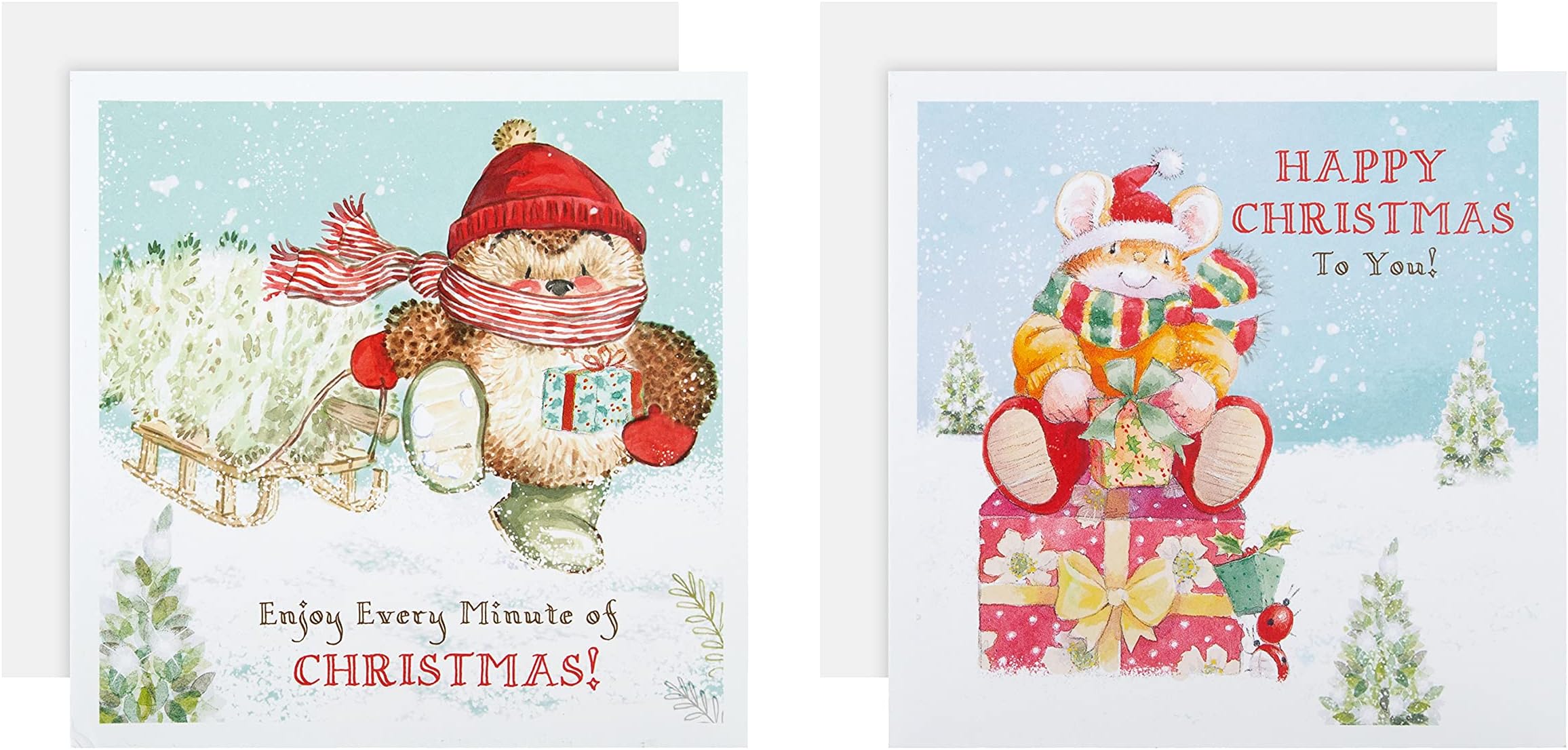 Hallmark Charity Christmas Cards - Pack of 16 in 2 Cute Country Companions Vintage Designs