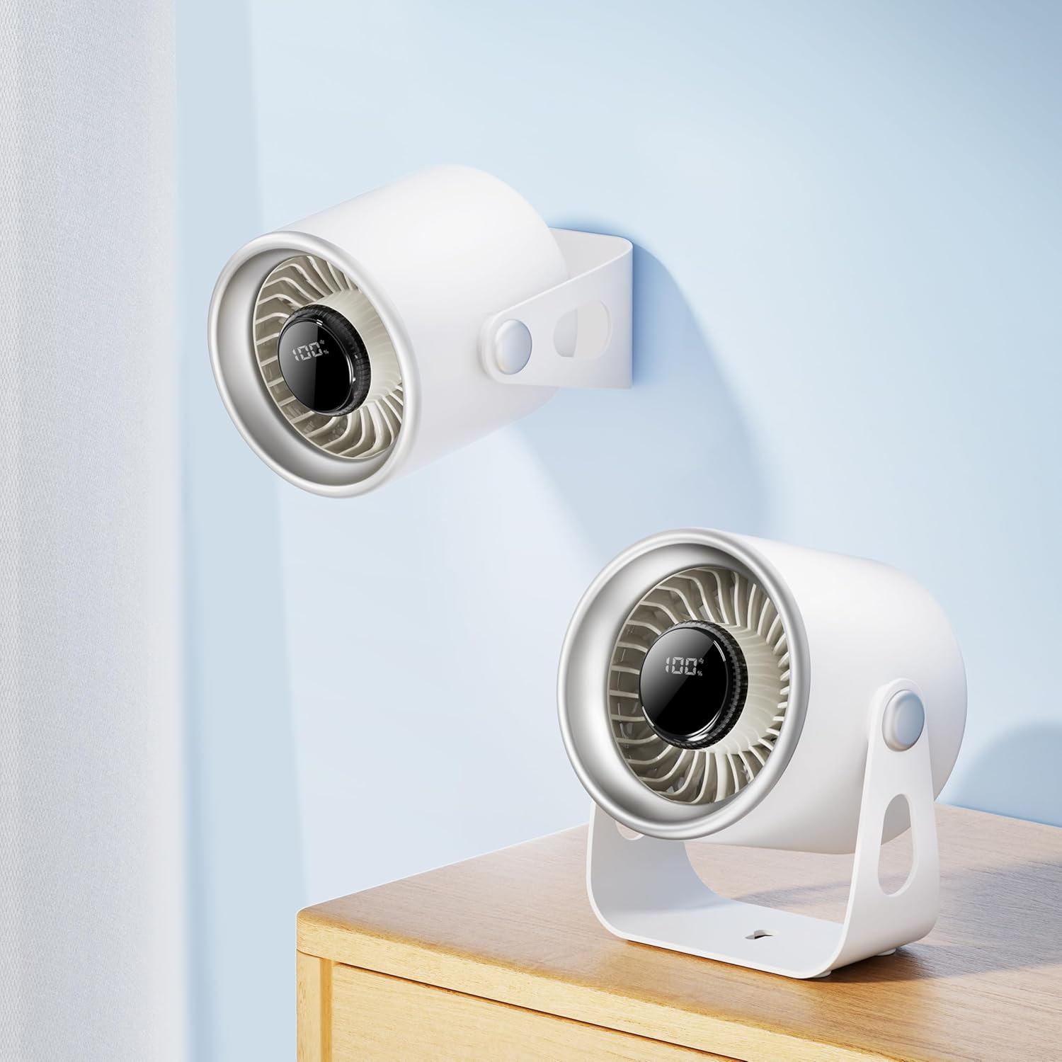 Quiet Small Desk Fan with 100 Speeds Knob switch, Digital Display Portable Rechargeable Fan for Office, Bedroom, Kitchen, Home, Outdoor, 135° Tilt Small Travel Camping Table Fan, White - Image 7