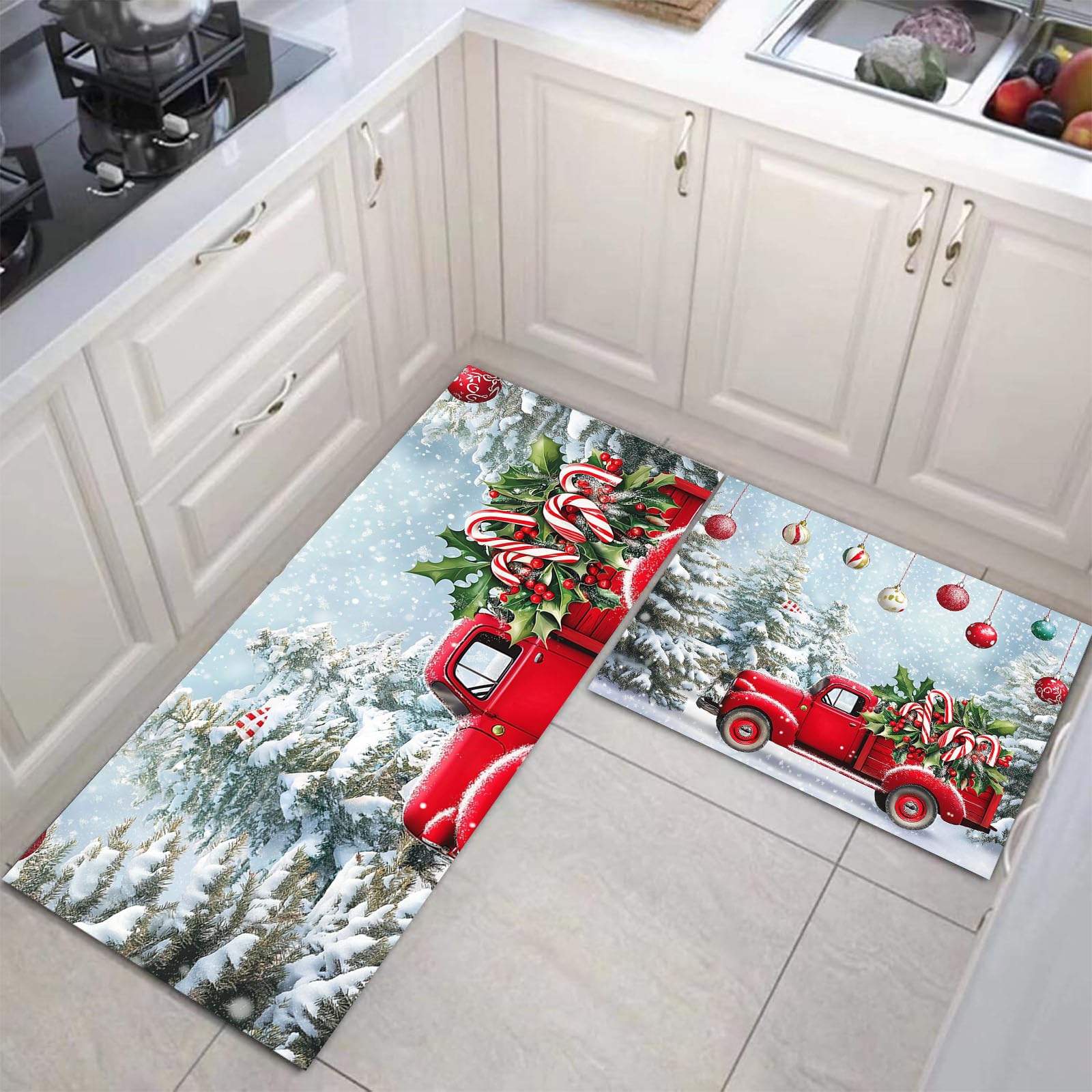 Paillasson de cuisine scène de neige pour apporter une ambiance hivernale chaleureuse chez vous