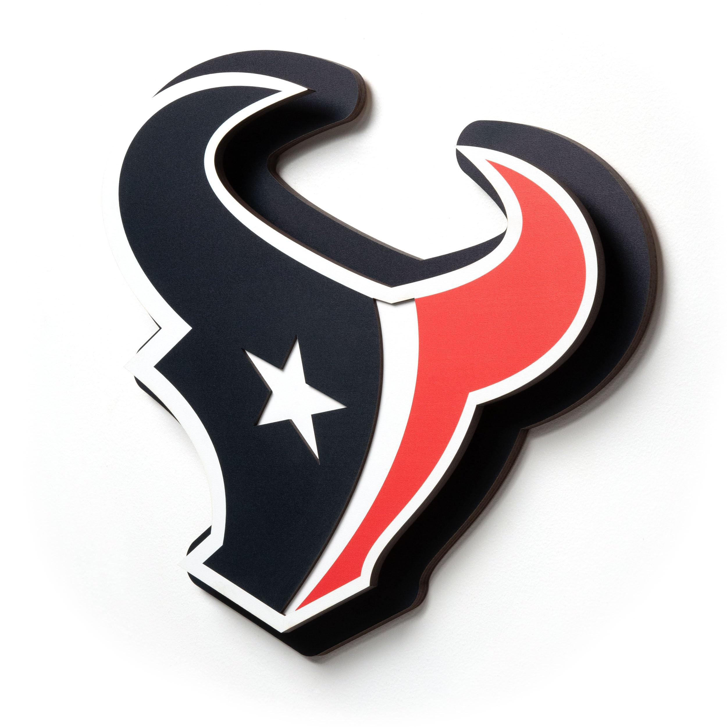 YouTheFan NFL Houston Texans 3D Die-Cut Wall Art, precision-crafted and laser-cut in the exact shape of your team’s logo, multiple layers, ready-to-hang and officially licensed