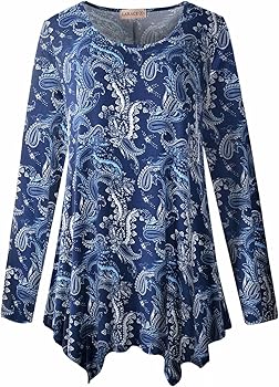LARACE Womens Long Sleeve Flattering Comfy Tunic Loose Fit Flowy Top