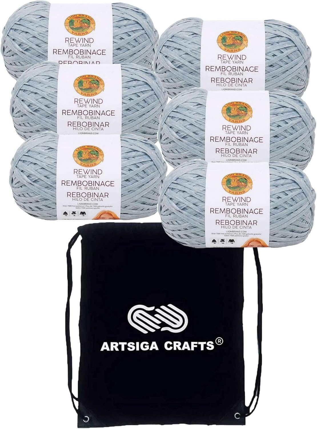 Lion Brand Rewind Marbles 523-106 (6-Skeins - Same Dye Lot) Chunky Bulky #5 Polyester, Viscose Yarn for Crocheting and Knitting with Project Bag