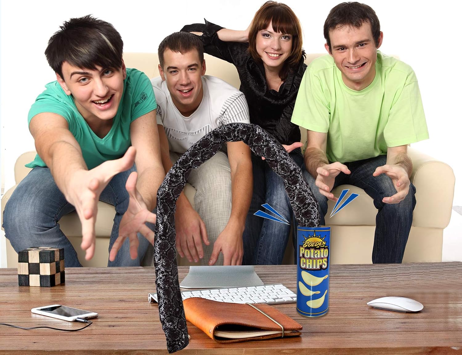 VANVENE Potato Chip Snake Can-Gag Gift Prank Joke Funny Shocking Toys for Men Adult April Fools' Day and Halloween Party Decoration (Blue Potato Chips)