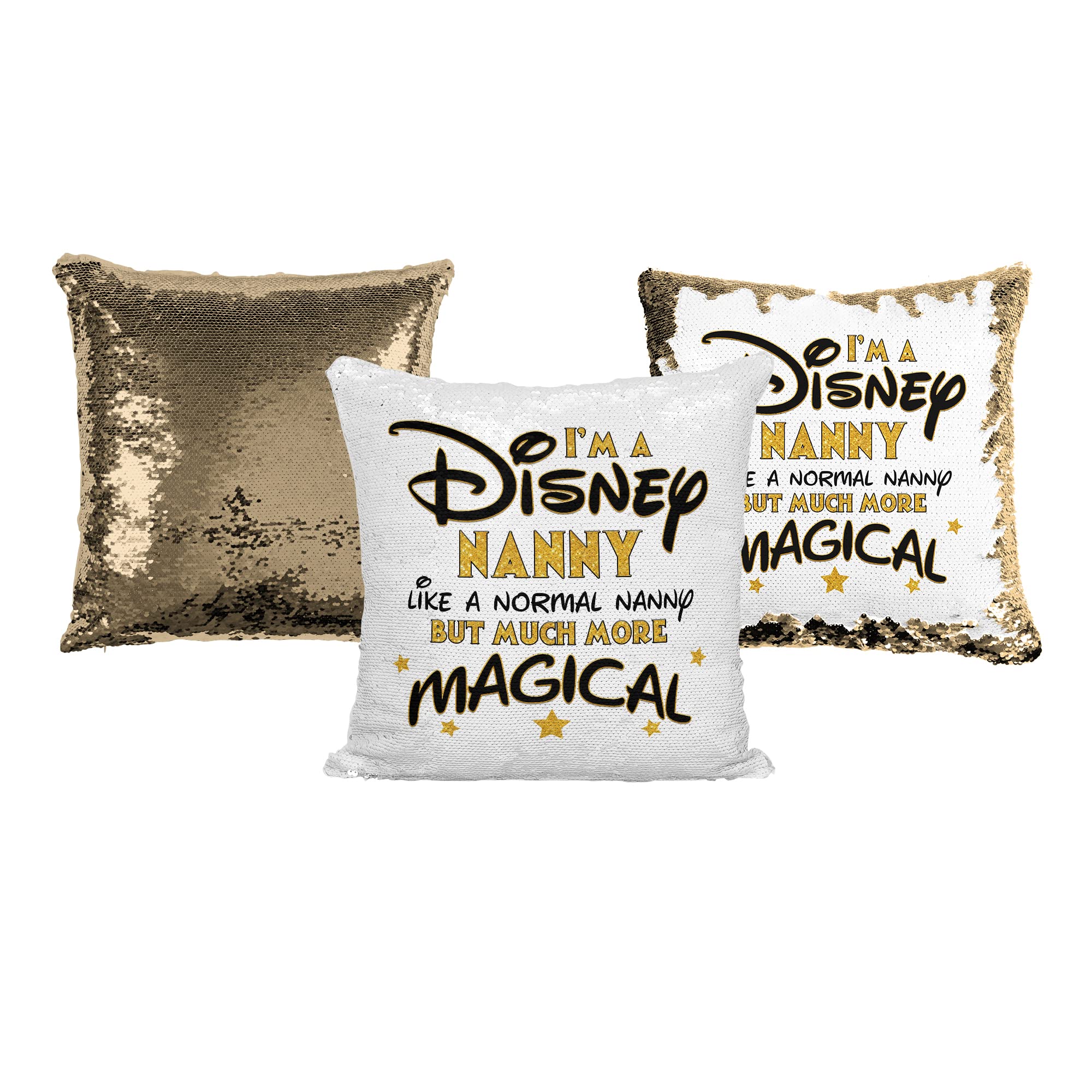 Media Replication Gold Print Maniacs Disney Mummy Sequin Pillow Christmas Birthday Magic Reveal Swipe Mother Day Cushion Gift Grandma Nan (Nanny) (, Cover Only/No Insert)