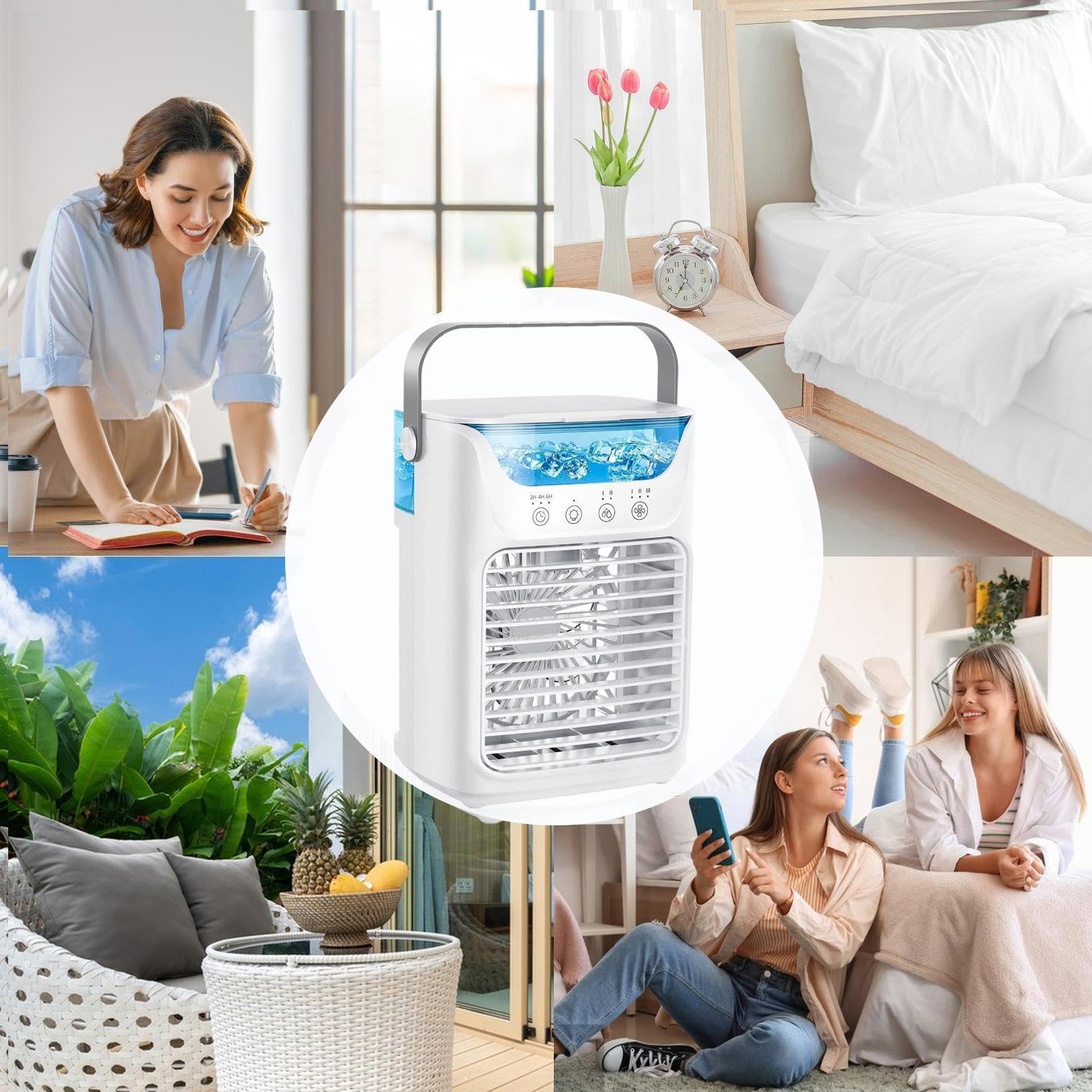 Ventilador Portátil Con Nebulizador 3 Velocidades Silencioso Extraíble