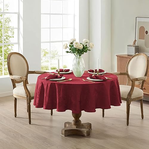 Vista 127 de Newbridge Barcelona - Manteles de tela de damasco, no planchables, antimanchas Borgoña