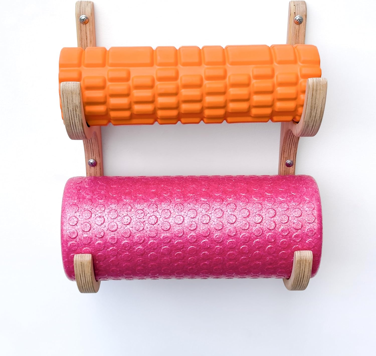 Yoga mat Holder, Wall Mounted Wooden Hooks for Storage in Yoga Room, Gym, Fitness Studio, Handmade Wood Rack, Gift for Yoga Lovers (Natural Oil, 3 Tier: 25.5 in х 7.8 in х 6.5 in)