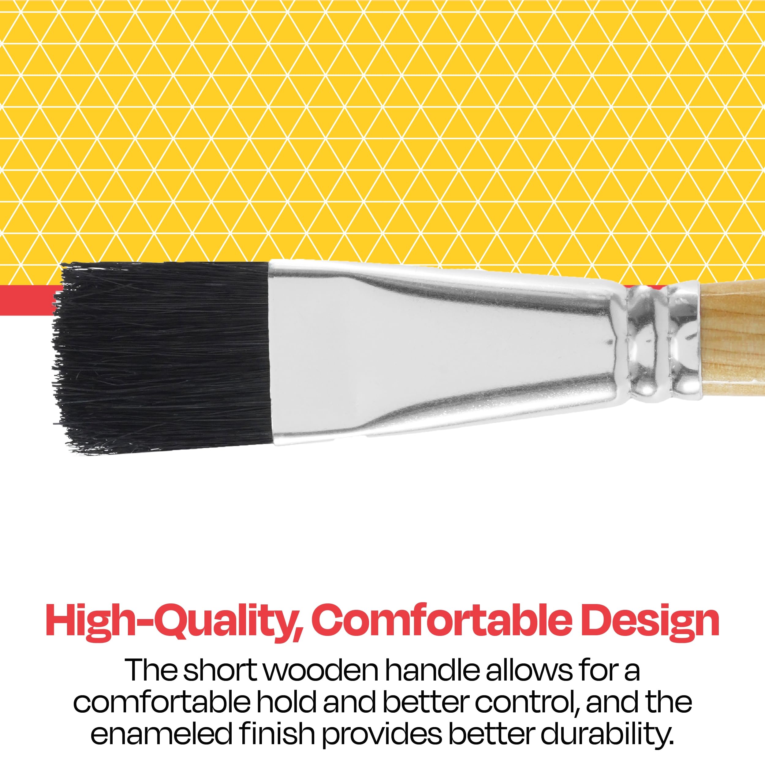 School Smart Black Bristle Paint Brushes with Short Wooden Handles for School and Arts and Crafts Use, Bulk Set of 24 - Image 8