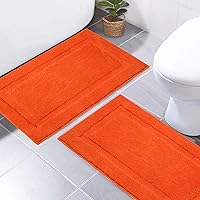 Vista 21 de SHACOS Juego de 2 alfombras de baño suaves y esponjosas de color blanco de 16 x 24 + 20 x 32 pulgadas, alfombras de baño antideslizantes y lavables