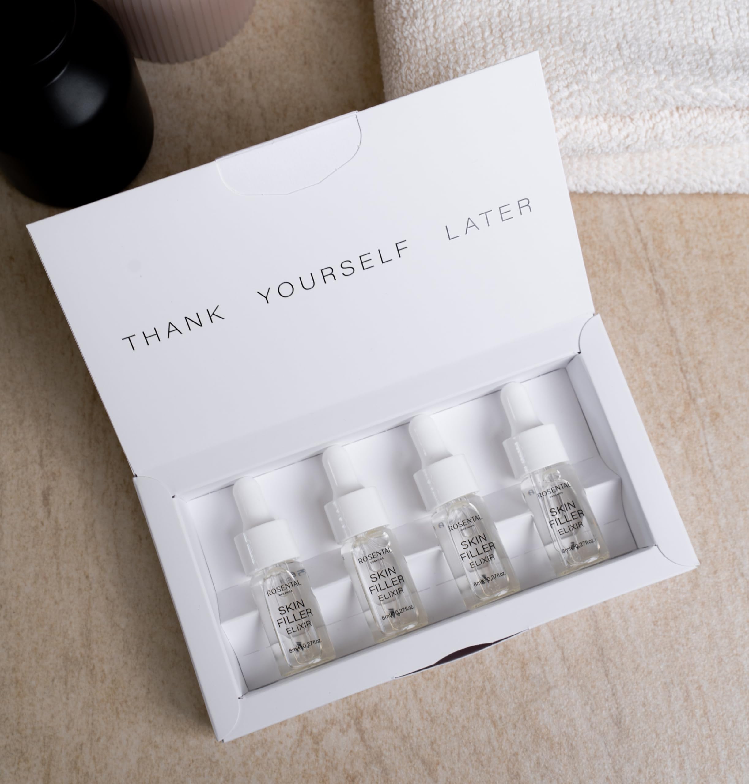 Rosental Organics Skin Filler Elixir - Anti-Aging Gesichtsserum mit 3D-Wirkstoffnetz, Hyaluron & Q10 - Für Hydration & Faltenreduktion - Glättend, Regenerierend, Straffend, Vegan - 4x8ml