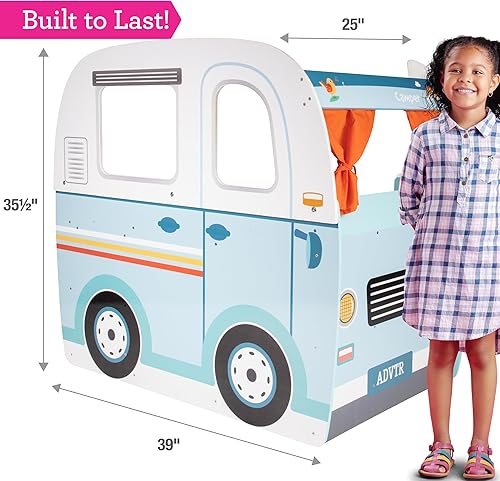 Miniatura 6 de Juego de juguete de madera con volante, cocina, estufa, horno, cama, almohada, ducha de simulación, cortinas, calcomanías personalizadas, interior