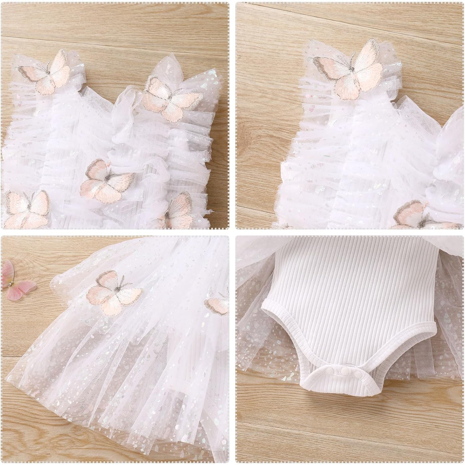 Baby Girl Butterfly Romper Dress Toddler Sparkly 1st Birthday Cake Smash Outfits Infant Baptism First Communion Dress - Image 3