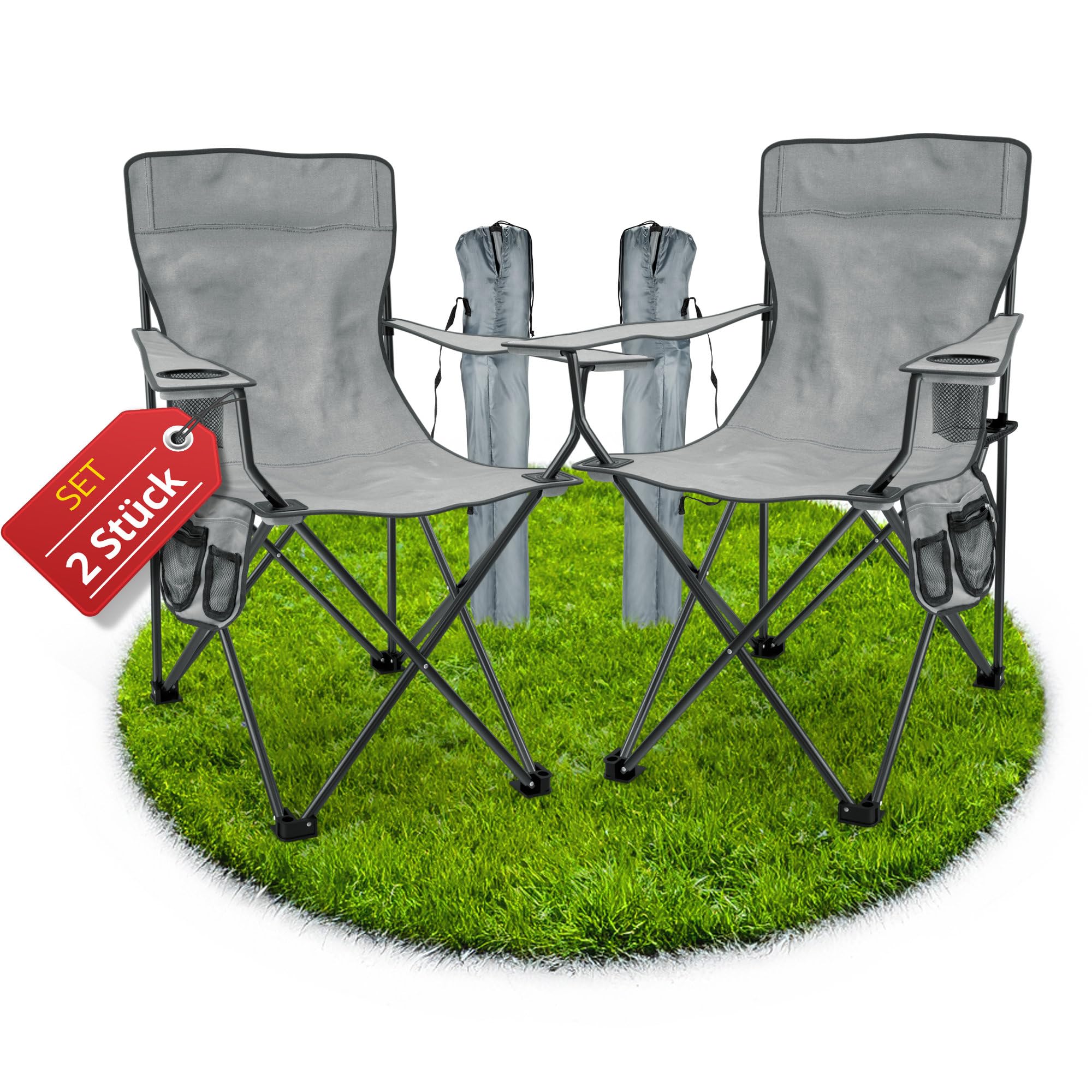 Sedia Da Campeggio Stagecaptain CSB-5282 – 2 Pezzi, Pieghevole, Con Portabicchiere E Tasca Laterale