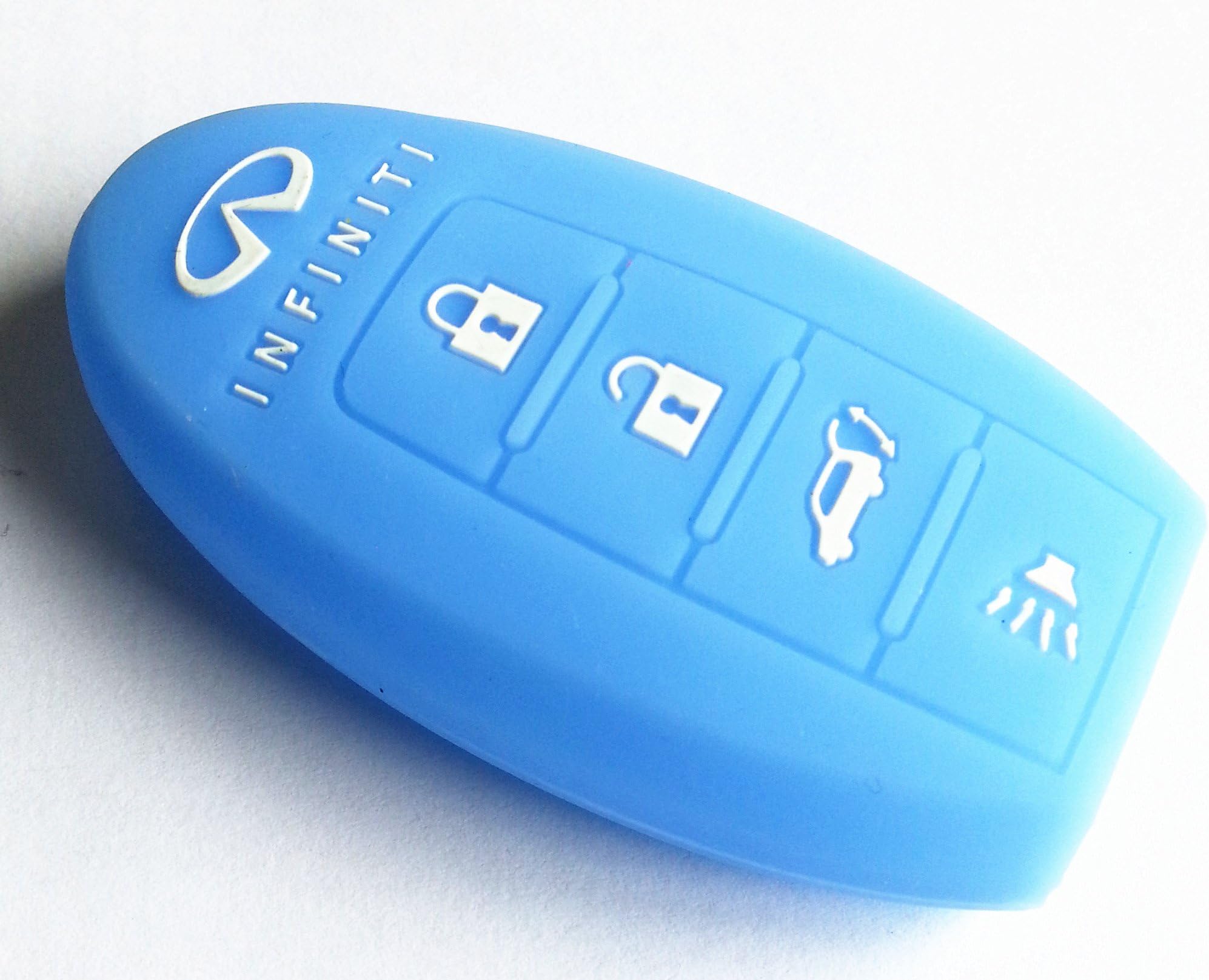 Protecting Bag Silicone key Case Cover For 4 Buttons Infiniti Smart Key Case Shell G series G37 JX35 Q series Q50 Q60S Q70L QX EX FX M series (blue)