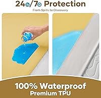 Vista 71 de OhGeni Protector de colchón 100% impermeable, sábana bajera con bolsillos profundos, material suave transpirable sin ruido de alta calidad, funda