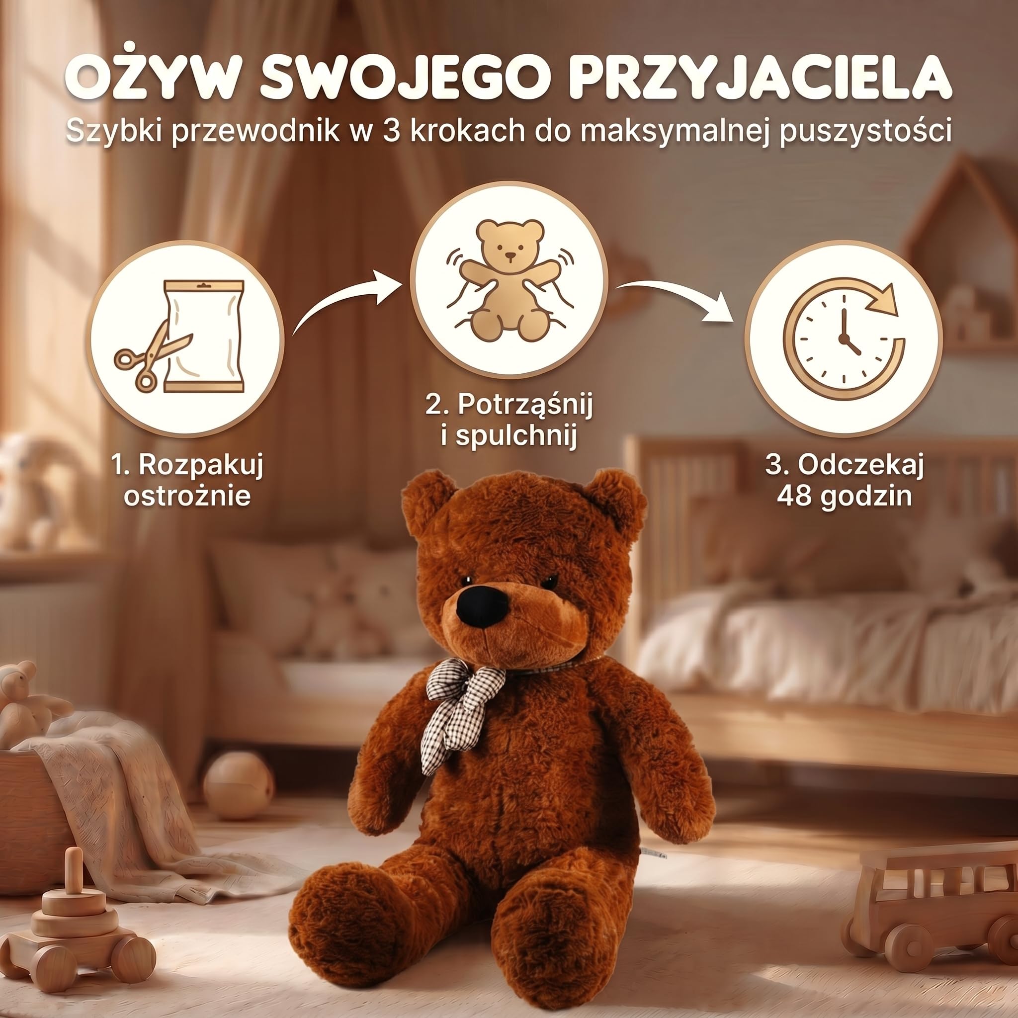 Feluna® Gigantyczny Miś Pluszowy 120 cm XXL - Miś Przytulak z Kokardą | Ciemnobrązowy pluszak XXL dla dzieci - hipoalergiczny, trudnopalny, pranie ręczne 30 st.