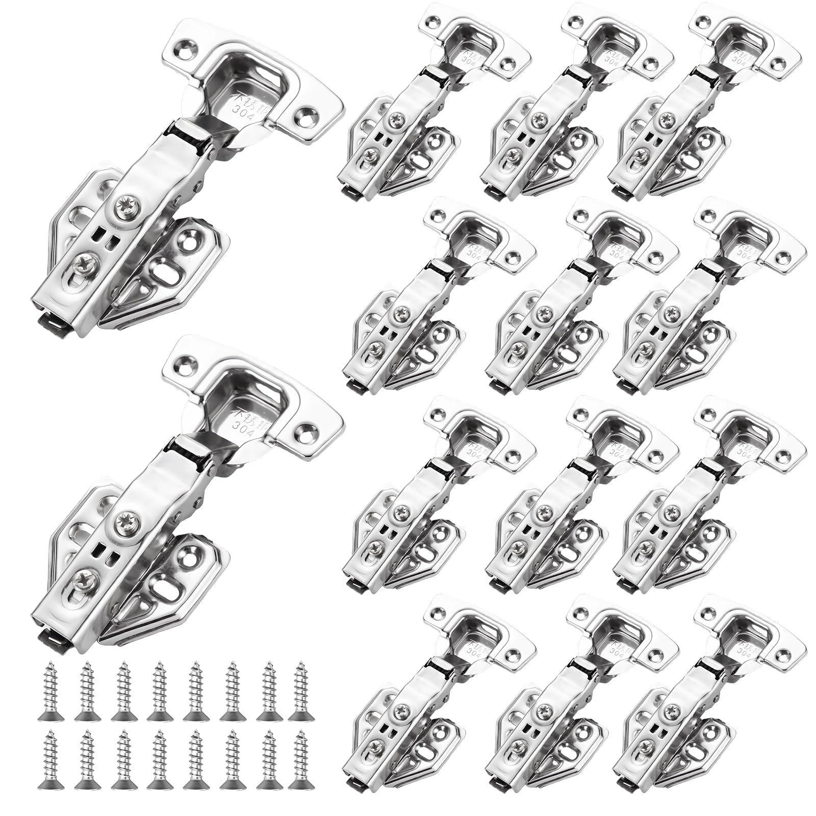 Neusid Silver 14 Pcs Cabinet Hinges, Full Overlay Soft Close Hinges For Kitchen Cupboards Mute Kitchen Door Hinge Concealed Cabinet Hinge With Screws For Wardrobe