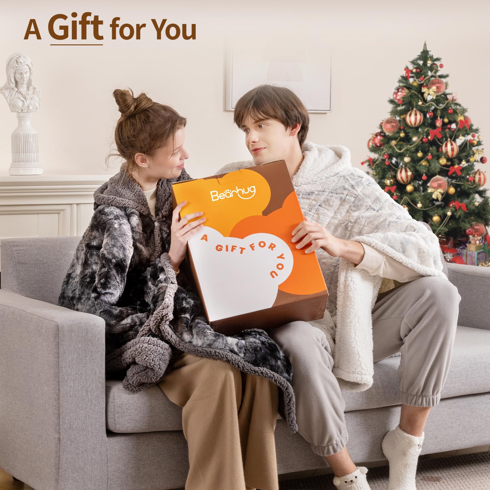 Bearhug Wearable Heated Blanket With Foot Pockets & Sleeves