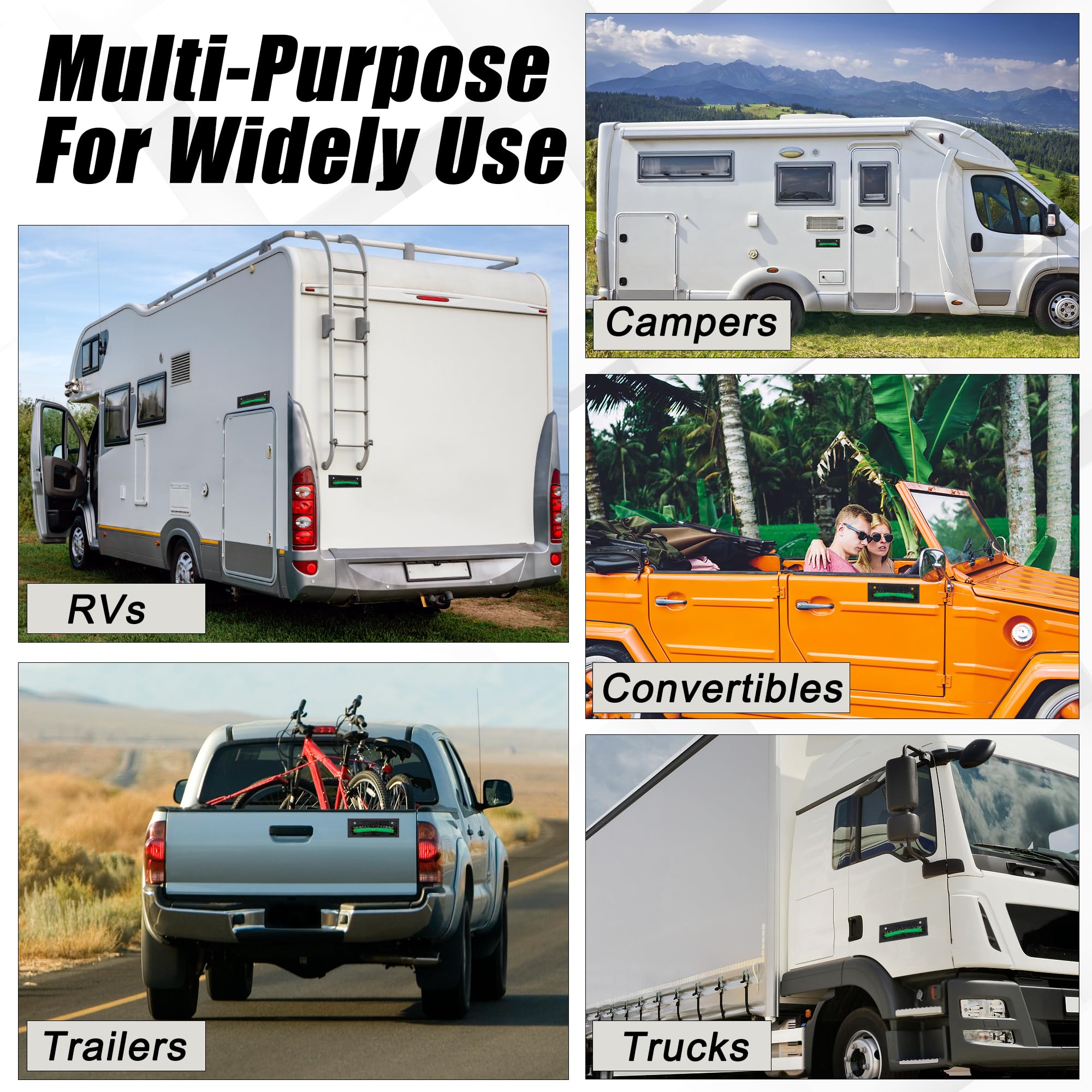 Paquete de 2 + 2 unidades de burbujas autoadhesivas y montadas en la pared, nivel pequeño Larbeti para sistema de nivelación de cámper, RV, remolque, caravana mini niveles de burbuja
