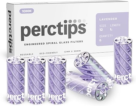 Glass Tips 12mm Spiral Vortex Filters - 6 Count Perc Tips Lavender