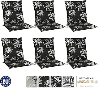Beautissu Set di 6 Cuscini per Sdraio, poltrone e sedie da Giardino Flores 120x50x6cm - Extra Comfort - Colori Resistenti ai Raggi UV