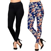 Lildy Womens Solid and Printed Super Soft Leggings, Stretchable No See-Through